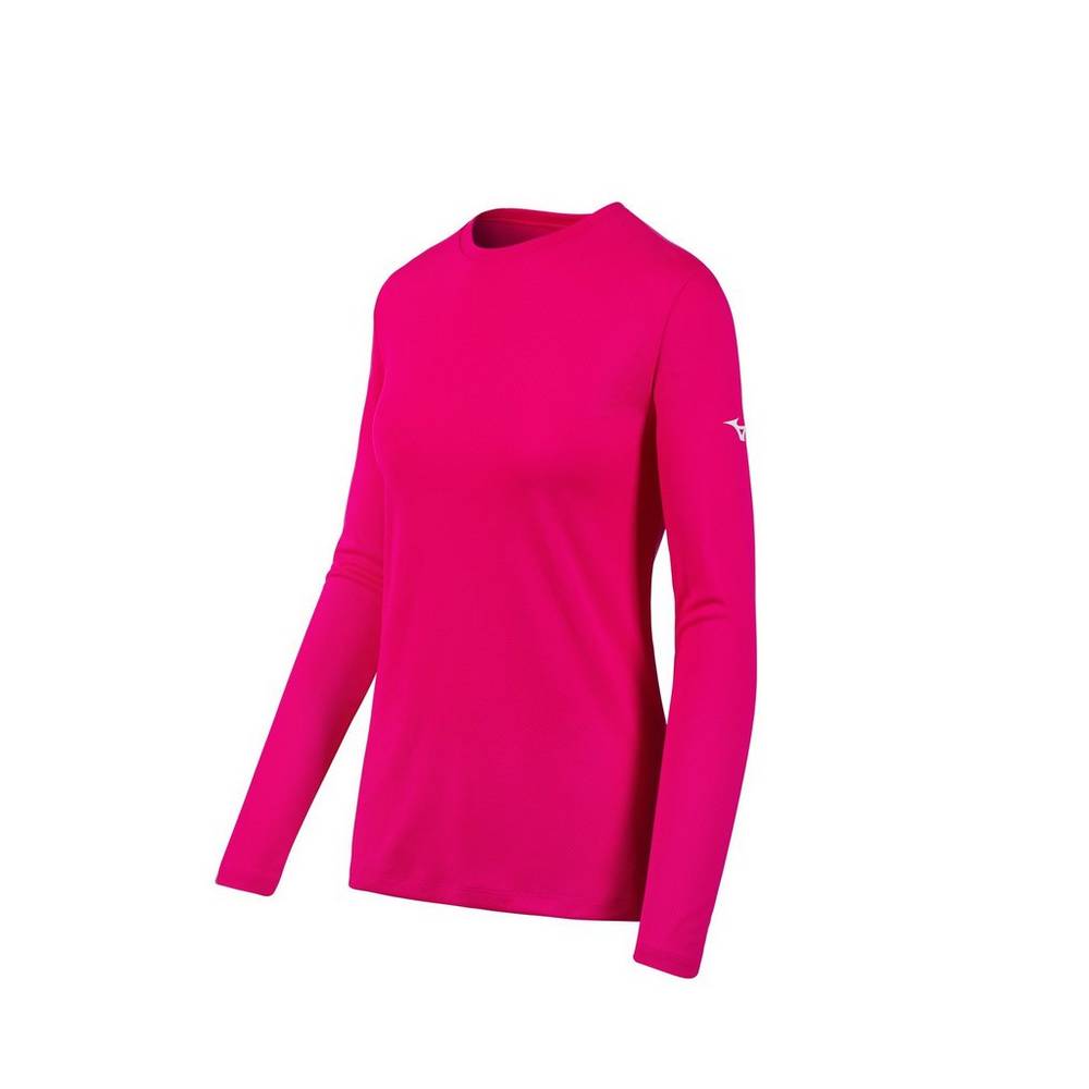 Camiseta Mizuno Long Sleeve - Mulher - Rosa - QWCDP1789